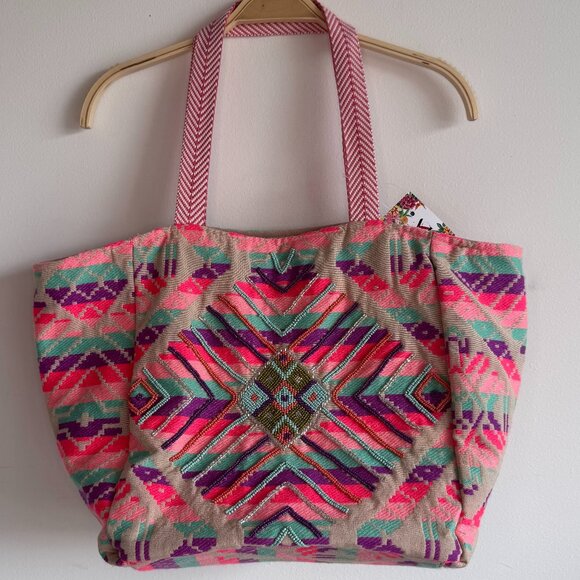 America‎ & Beyond Summer Beaded Embellished Tote Bag - Picture 1 of 10